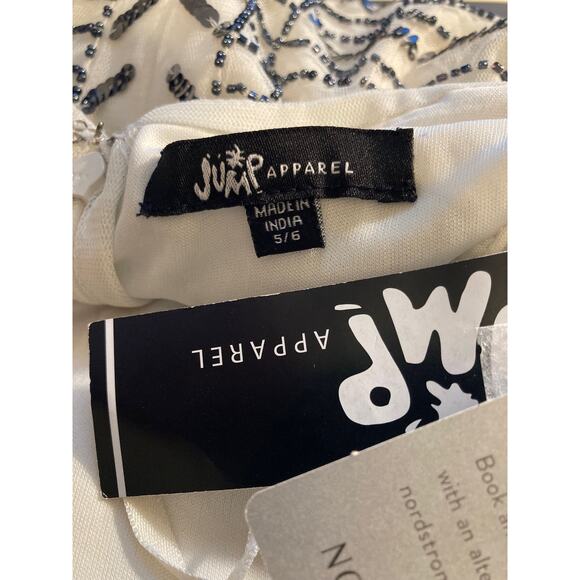 JUMP Apparel Juniors' Geo Sequin Beaded Plunge Mini Dress Sz 5/6 Gray/White NWT - Picture 5 of 7